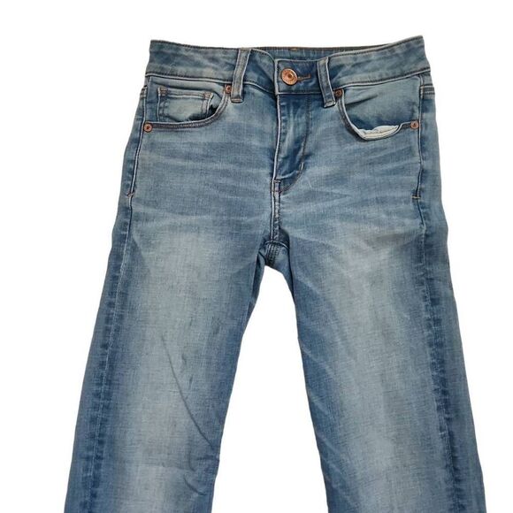 American Eagle Women's Size 00 Short Super Stretch Skinny Blue Jeans - Picture 3 of 7